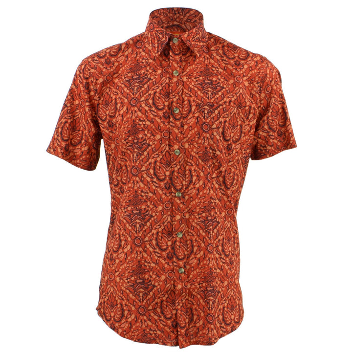 Tailored Fit Short Sleeve Shirt - Tribal Abstract Orange