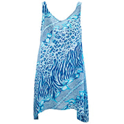 Floaty Asymmetrical Summer Dress  - Jungle Menagerie Azure