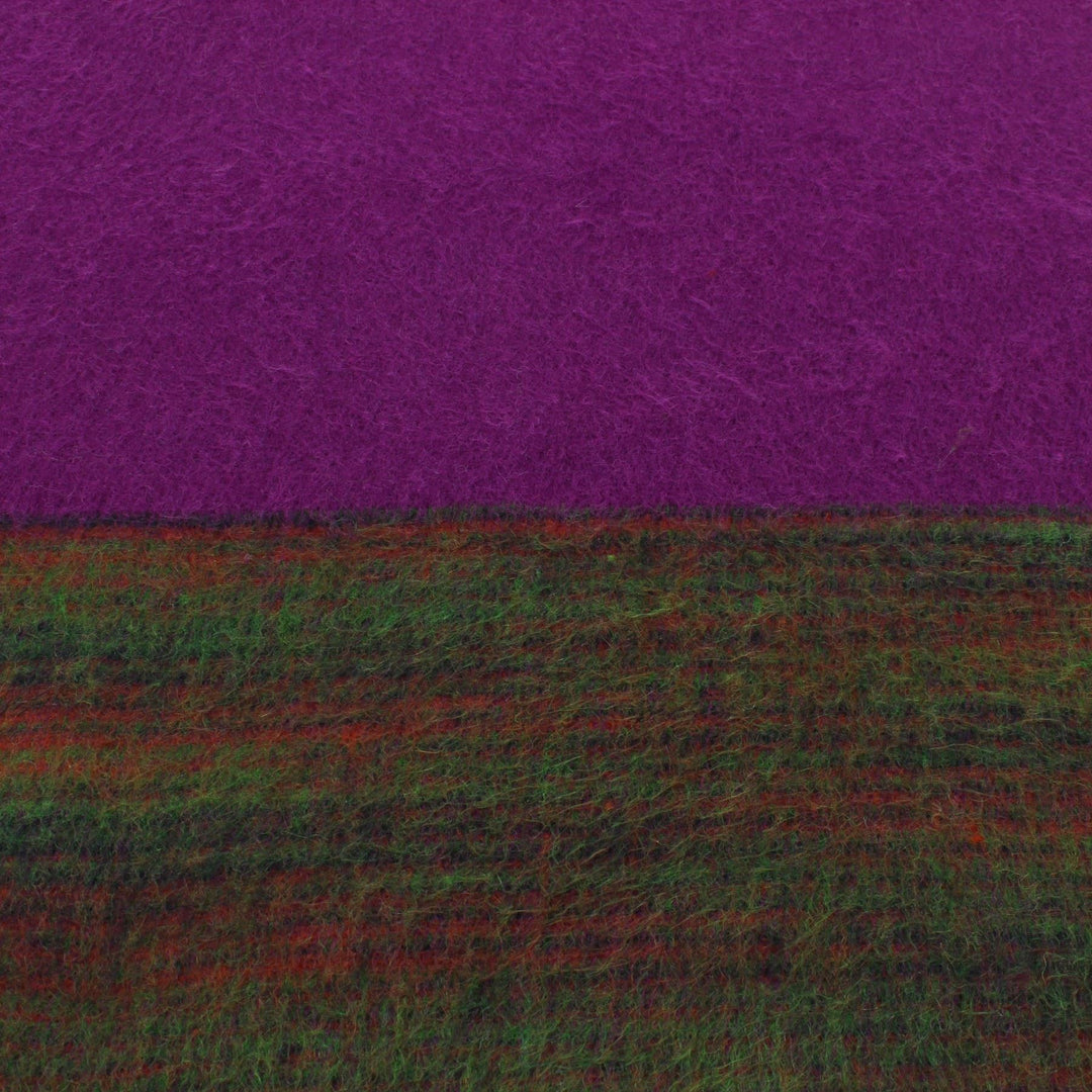 Tibetan Wool Blend Shawl Blanket - Purple with Green & Red Reverse