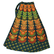 Block Print Mandala Maxi Wrap Skirt - Green