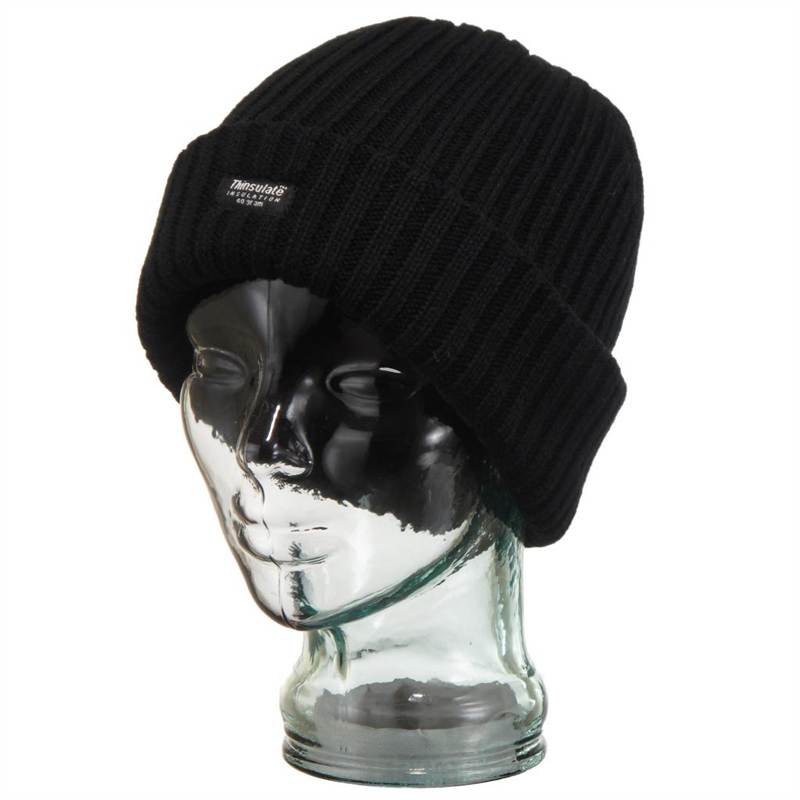 Chunky Knit Beanie Hat - Black