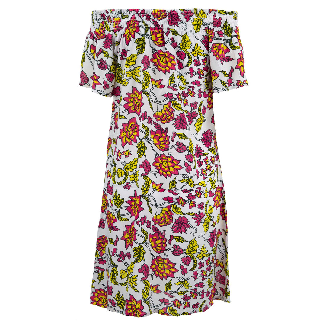 Shirred Comfy Dress - Fire Flower
