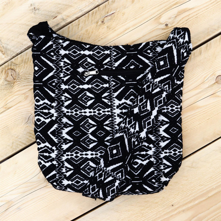 Cotton Canvas Sling Shoulder Bag - Black X