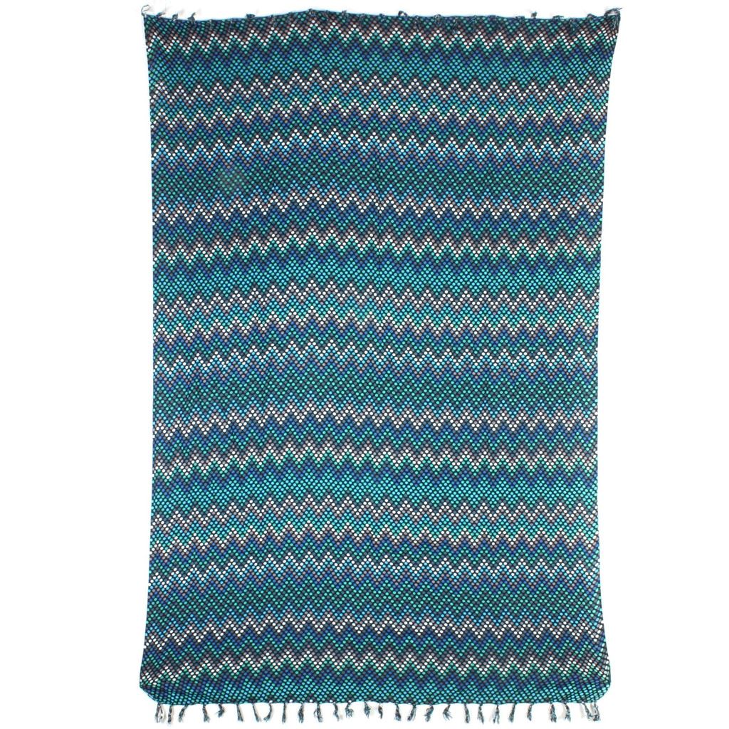 Zig Zag Dots Print Viscose Rayon Sarong - Blue
