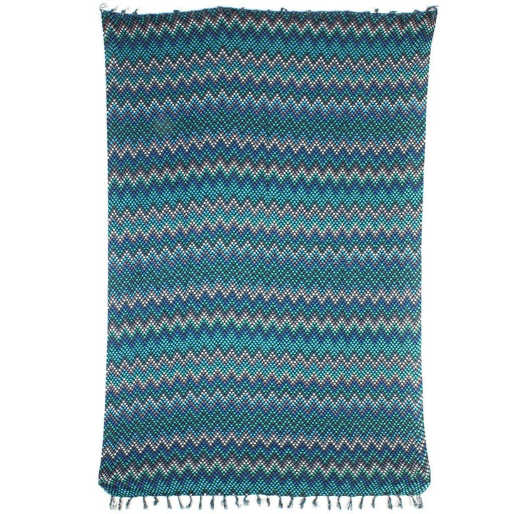 Zig Zag Dots Print Viscose Rayon Sarong - Blue