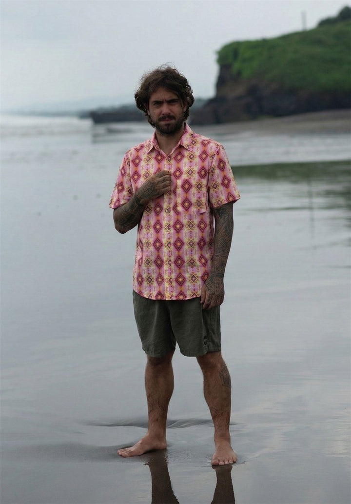 Regular Fit Short Sleeve Shirt - Neon Navajo