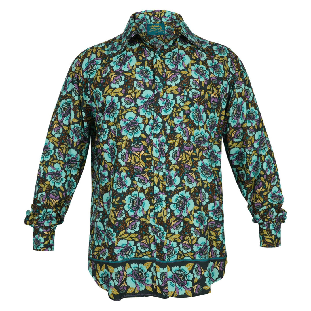 Regular Fit Long Sleeve Shirt - Teal Floral