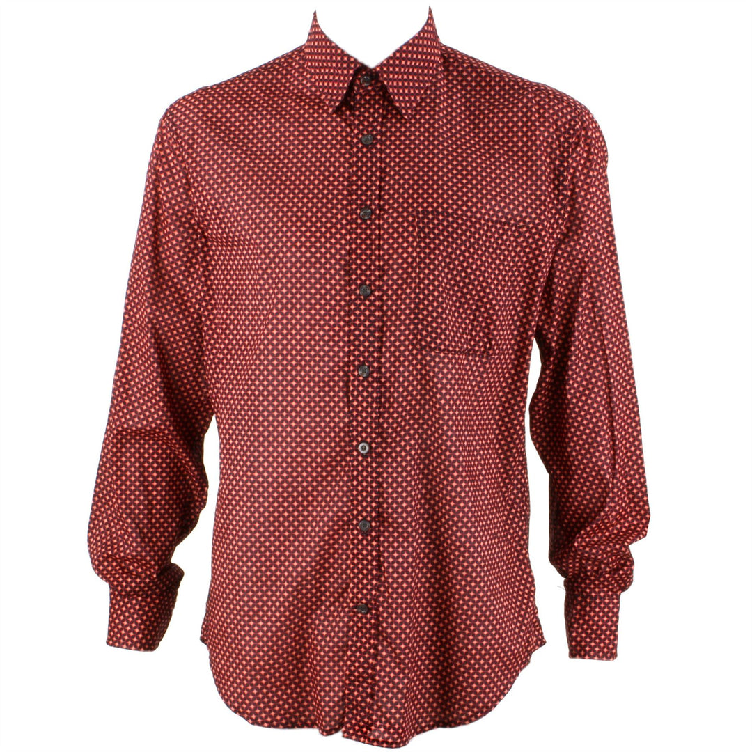 Regular Fit Long Sleeve Shirt - Dark Red Abstract