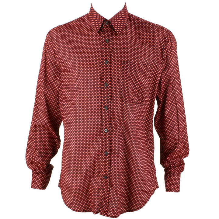 Regular Fit Long Sleeve Shirt - Dark Red Abstract