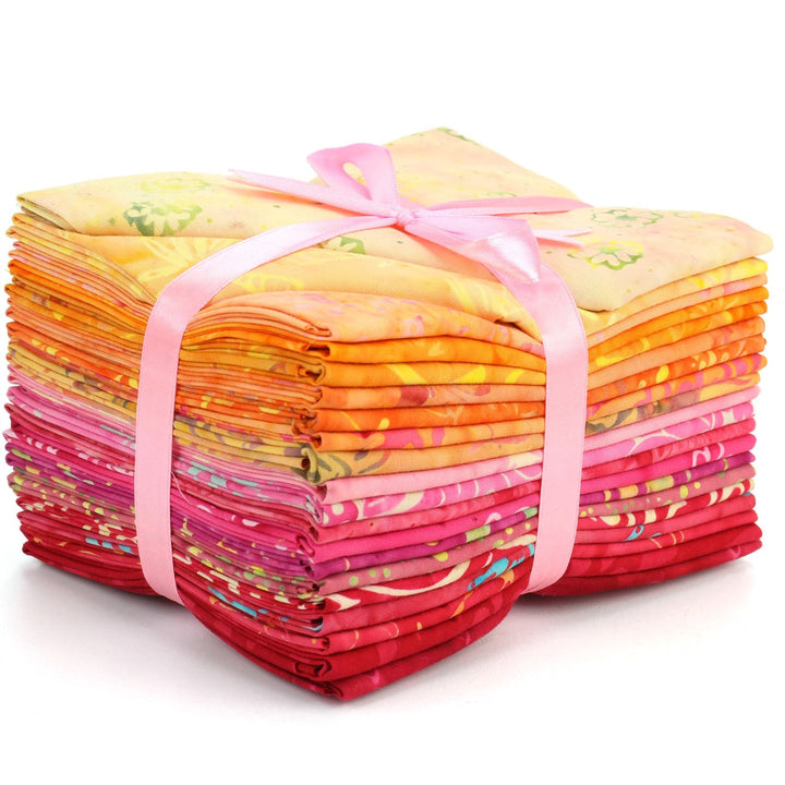 Cotton Batik Pre Cut Fabric Bundles - Fat Quarter - Red to Orange