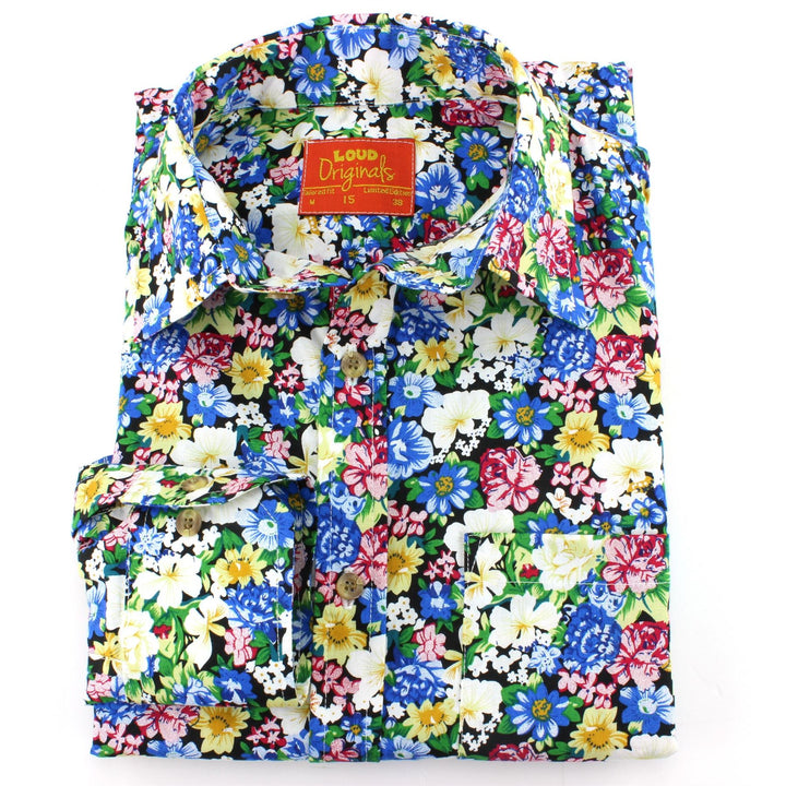 Tailored Fit Long Sleeve Shirt - Bright Blue & White Floral
