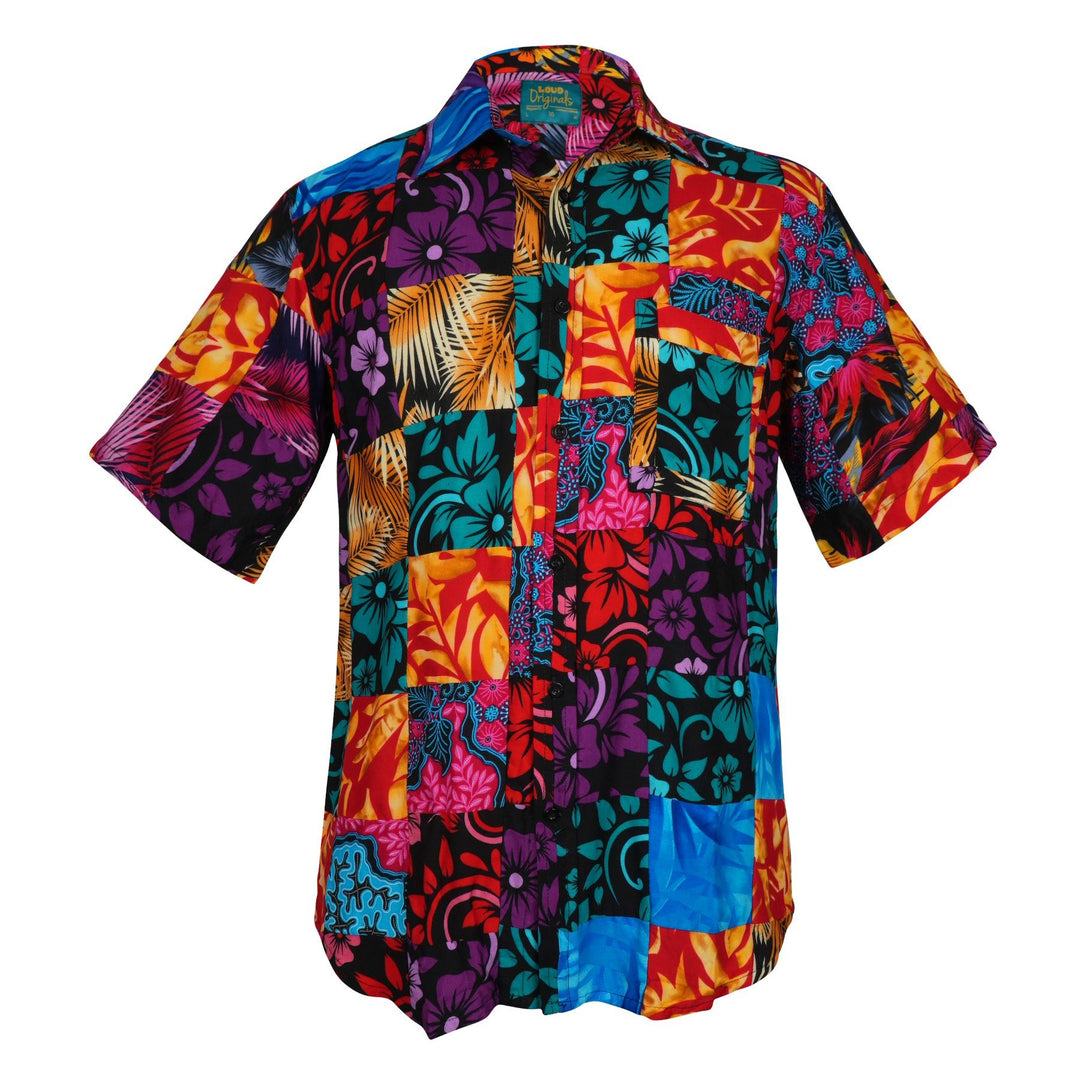 Regular Fit Short Sleeve Shirt - Paradise Patchwork Large