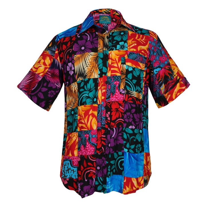 Regular Fit Short Sleeve Shirt - Paradise Patchwork Large