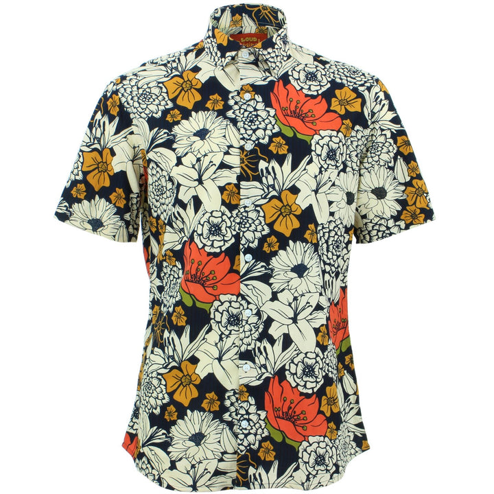 Tailored Fit Short Sleeve Shirt - Bold Japanese Floral