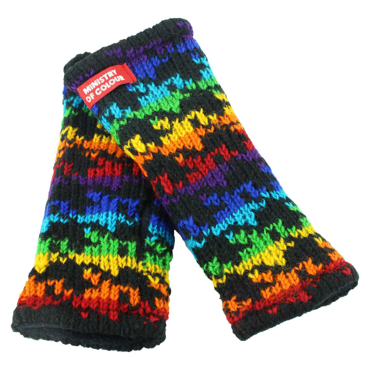 Wool Knit Arm Warmer - Rainbow Houndstooth