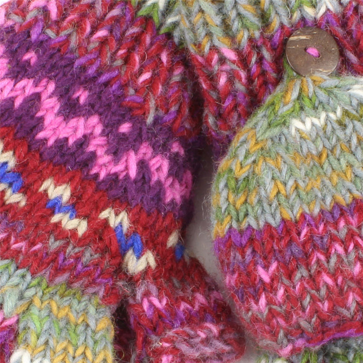 Wool Knit Fingerless Shooter Gloves - Space Dye (Purple & Green)