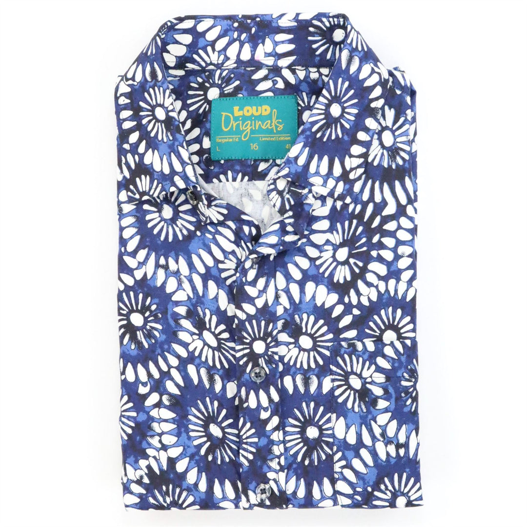 Regular Fit Short Sleeve Shirt - Indigo Shibori