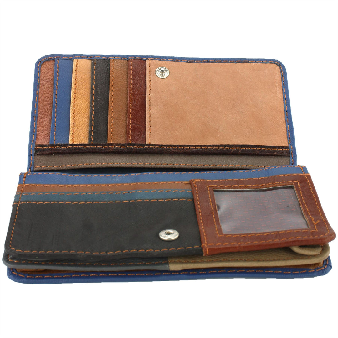 Real Leather Colourful Purse Wallet - Blue