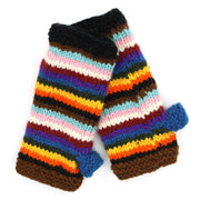 Hand Knitted Wool Arm Warmer - Stripe Progress Rainbow