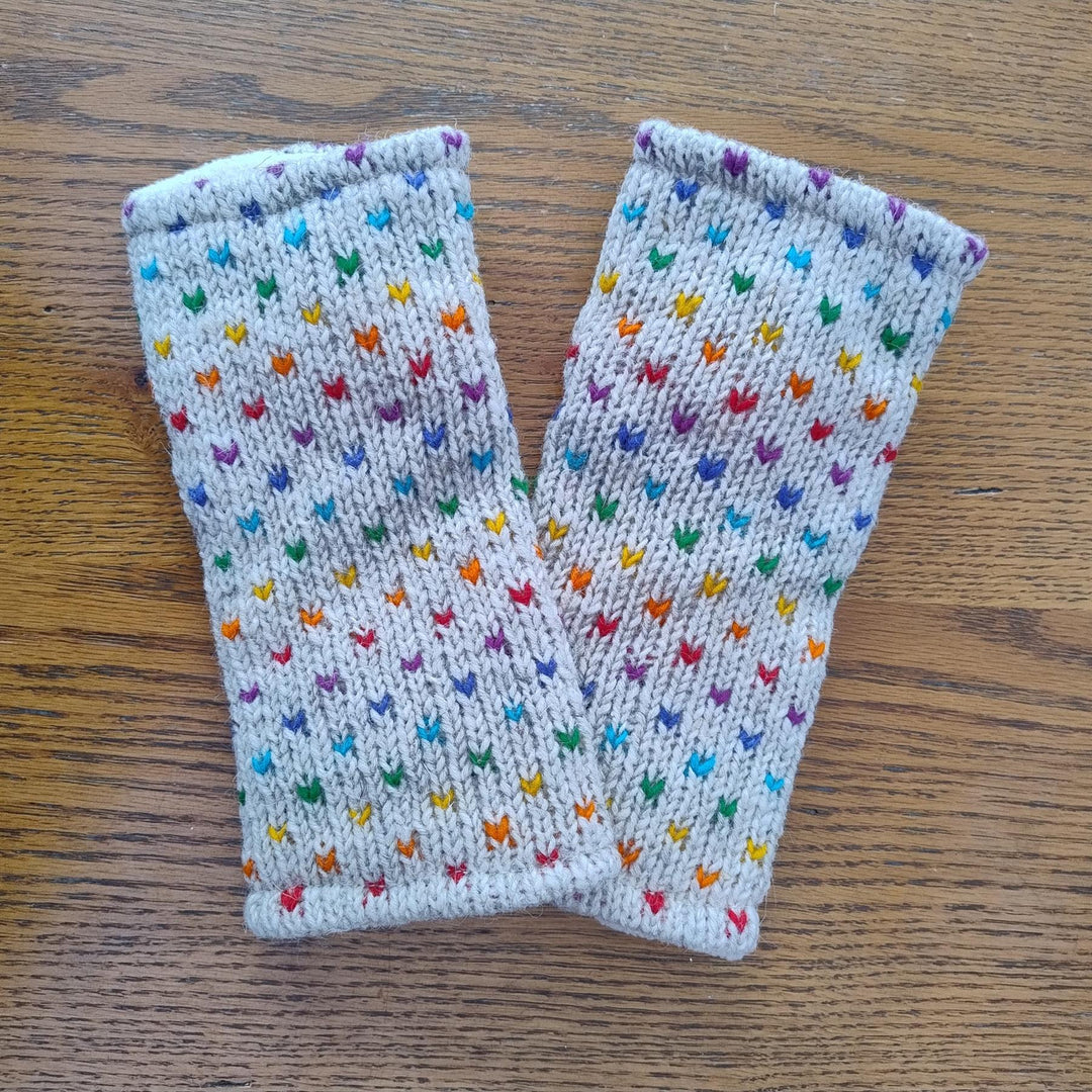 Wool Knit Fleece Lined  Wrist Warmers - Tik Tik Grey