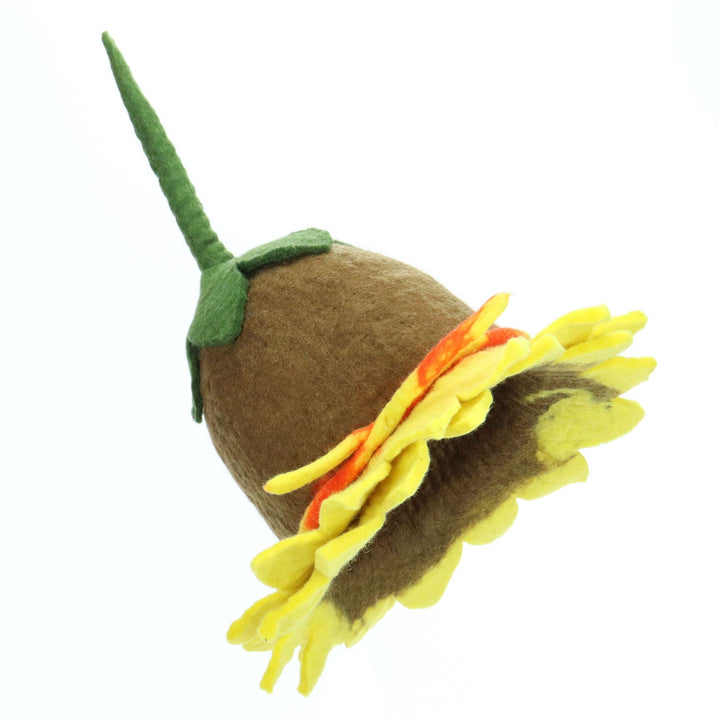 LoudElephant Handcrafted Wool Felt Hat from Nepal - Sunflower 1