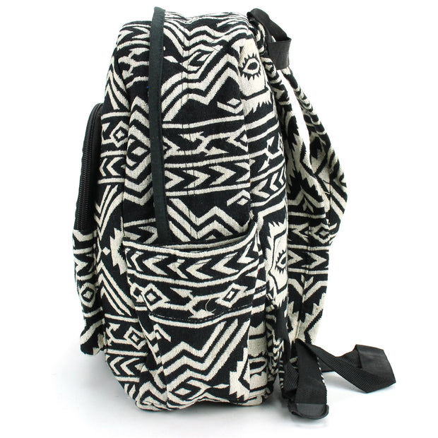 Himalayan Hemp Backpack - Black Aztec