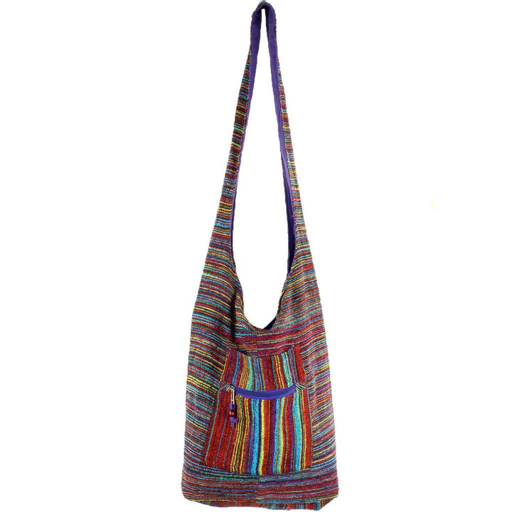 Striped Chenille Sling Shoulder Bag  - Purple Multi