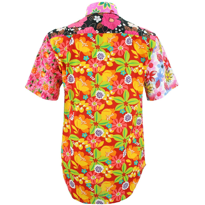 Regular Fit Short Sleeve Shirt - Random Mixed Panel - Floral
