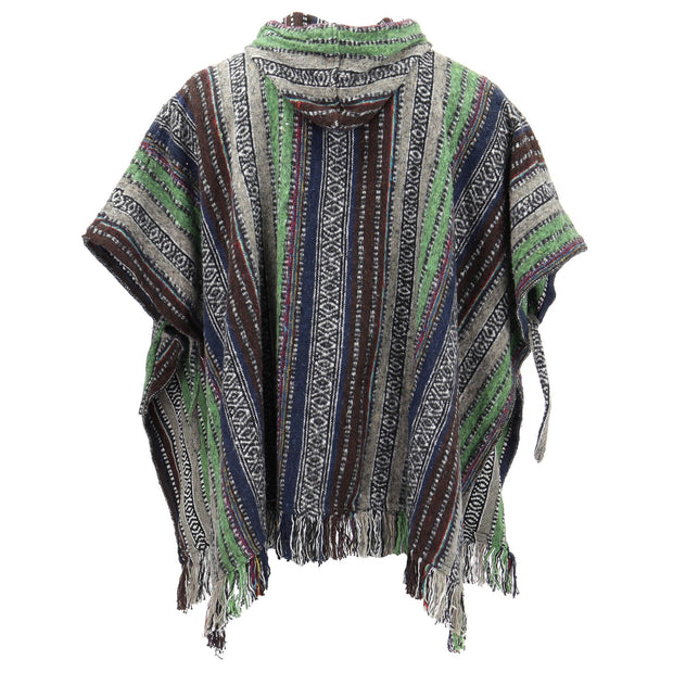 Brushed Cotton Hooded Poncho - Green