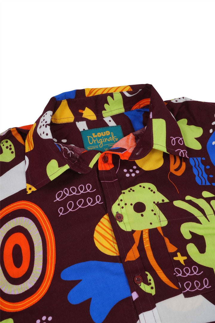 Regular Fit Long Sleeve Shirt - Cosmic Pop Maroon