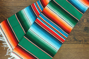 Serape Mexicain Tissé à la Main Grand 200cm x 147cm - Vert