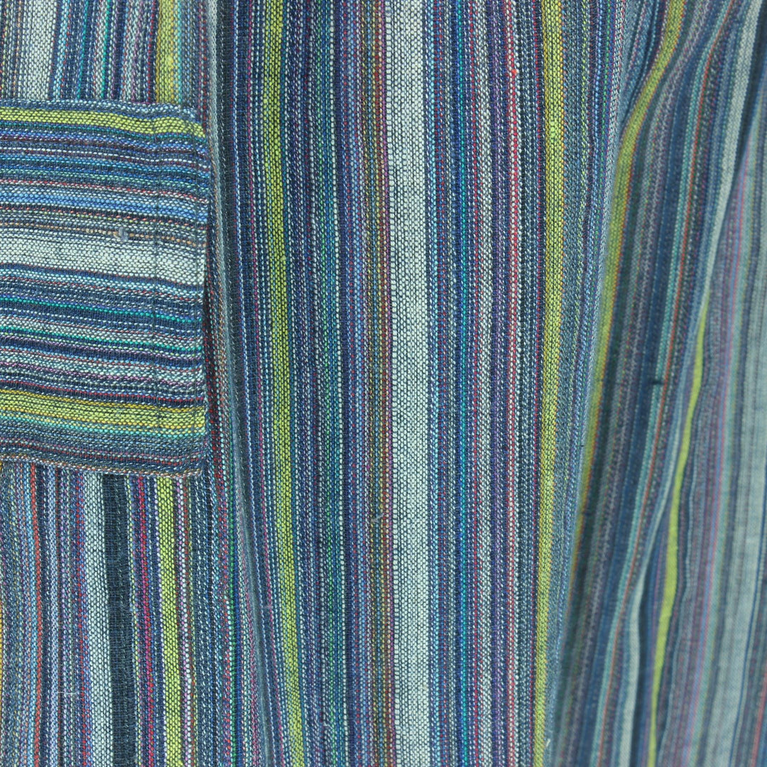 Striped Cotton Cargo Trousers Pants - Blue & Yellow