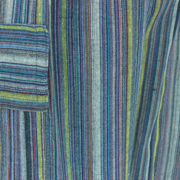 Striped Cotton Cargo Trousers Pants - Blue & Yellow