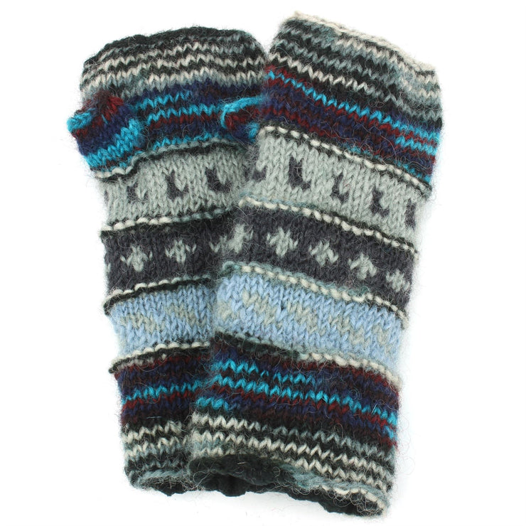 Wool Knit Arm Warmer - Tik Tik - Blue