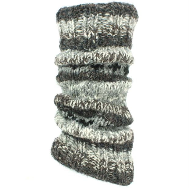 Chunky Wool Knit Abstract Pattern Leg Warmers - 17 Grey