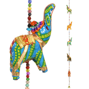 Décorations suspendues à cordes du Rajasthan faites à la main - éléphants en tissu