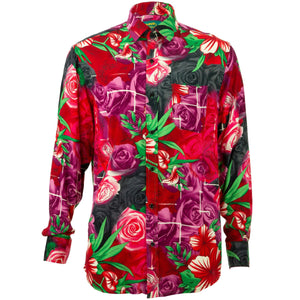Langarmhemd mit normaler Passform – Rosen