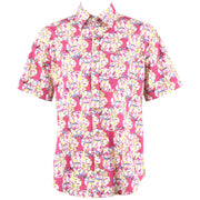 Regular Fit Short Sleeve Shirt - Pink Floral Geometric