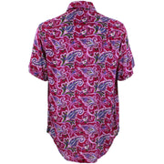 Regular Fit Short Sleeve Shirt - Pink & Maroon Abstract Paisley