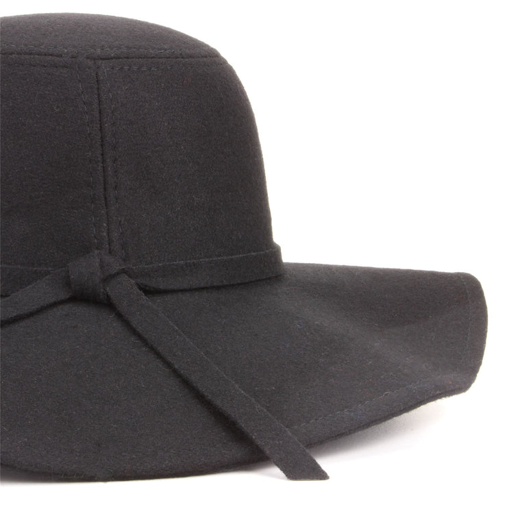 Wool felt wide brim floppy hat - Black (One Size)