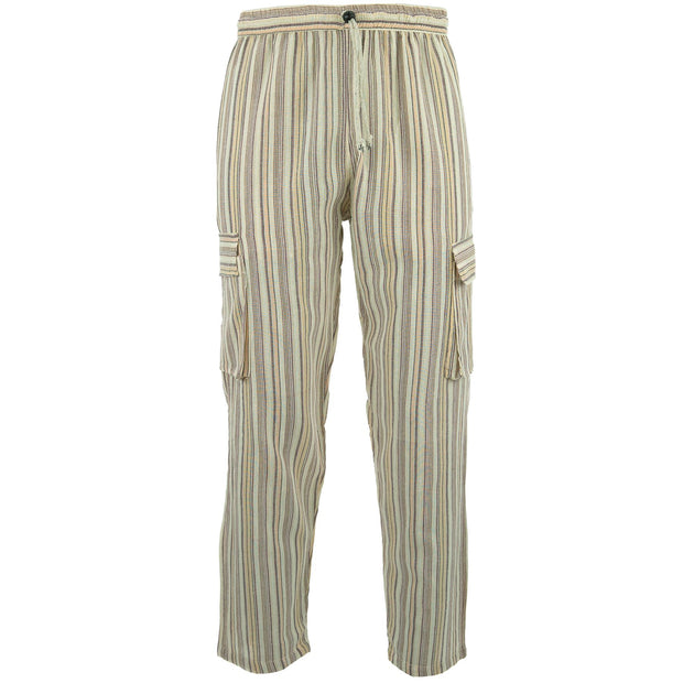 Cotton Combat Trousers Pant - Cream Stripe