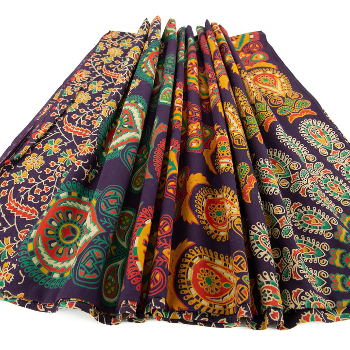 Block Printed Mandala Wall Hanging - Plum