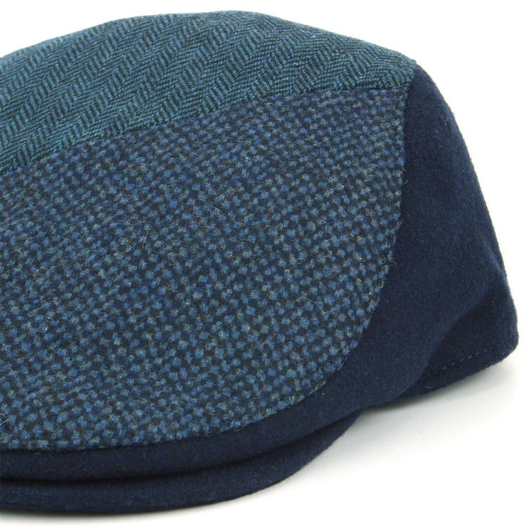 Wool Herringbone Mixed Fabric Flat Cap - Blue