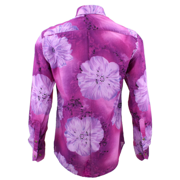 Tailored Fit Long Sleeve Shirt - Bright Purple Floral Print