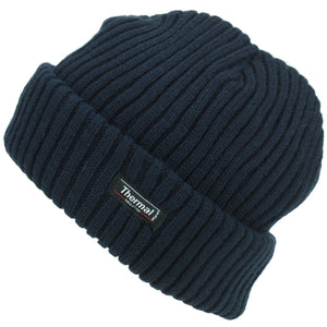 Chunky Knit Beanie Hat - Navy