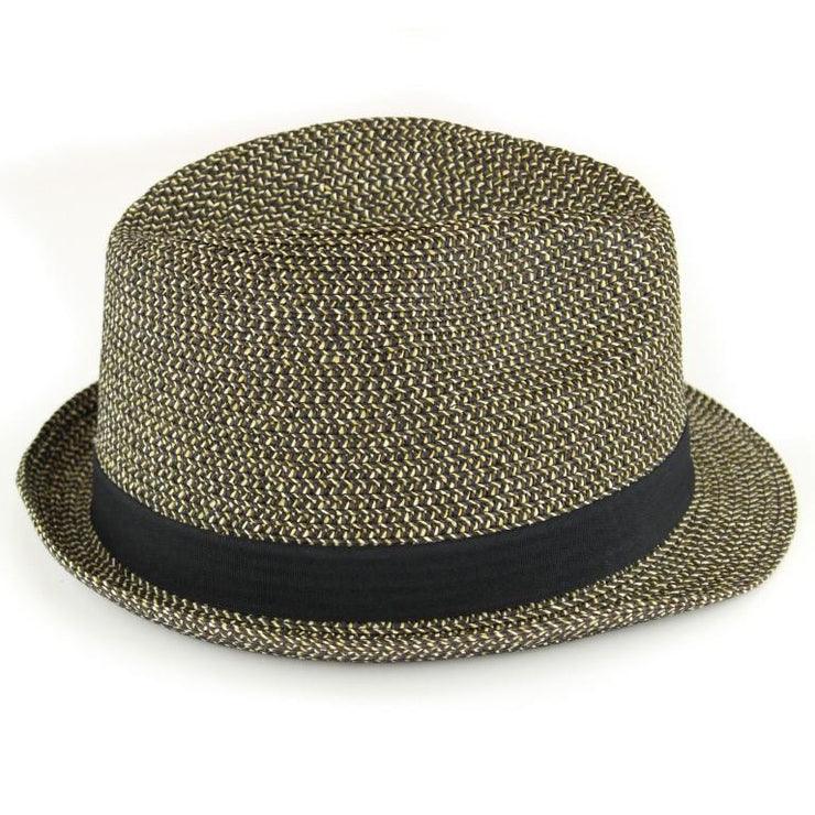 Woven Straw Trilby Hat - Brown