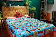 Handmade Quilted Patchwork Batik Printed Bedspread