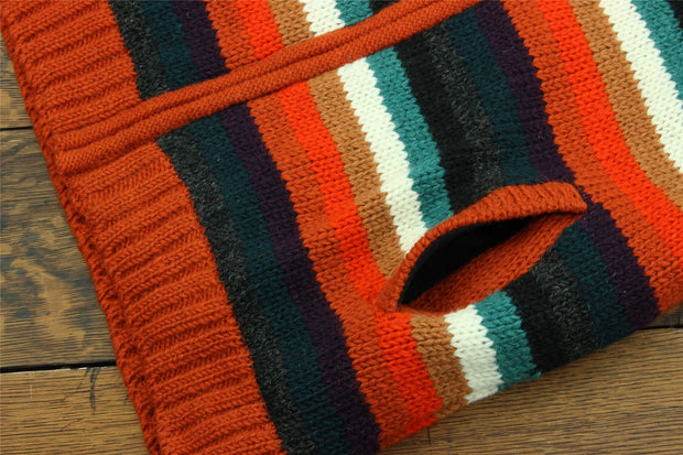 Hand Knitted Wool Jacket Cardigan - Stripe Anu