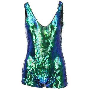 Shiny Sequin Playsuit - Green