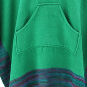 Soft Vegan Wool Hooded Tibet Poncho - Green Purple